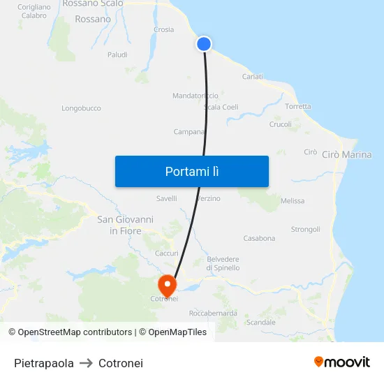 Pietrapaola to Cotronei map