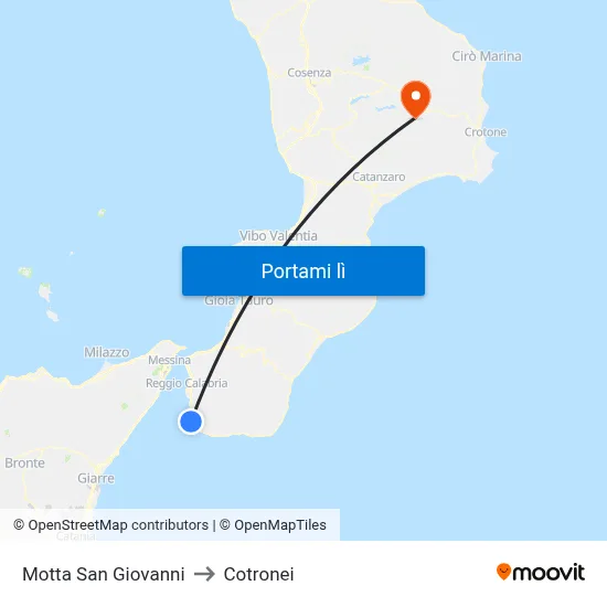 Motta San Giovanni to Cotronei map