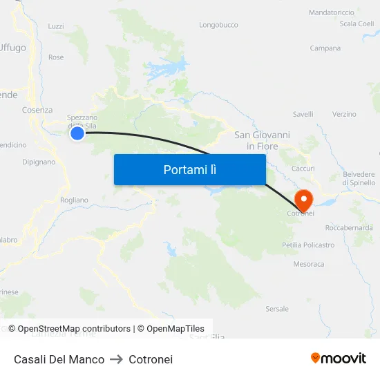 Casali Del Manco to Cotronei map