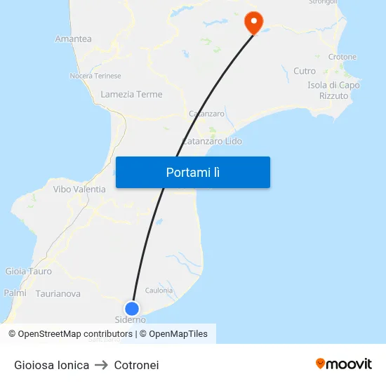 Gioiosa Ionica to Cotronei map