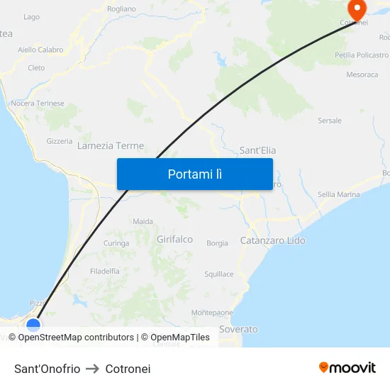 Sant'Onofrio to Cotronei map