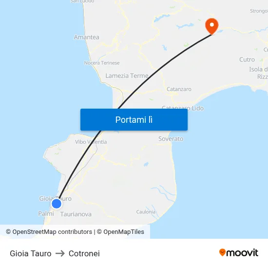 Gioia Tauro to Cotronei map