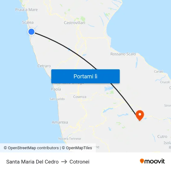 Santa Maria Del Cedro to Cotronei map