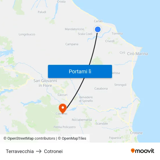 Terravecchia to Cotronei map