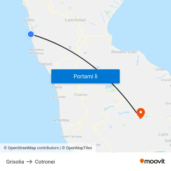 Grisolia to Cotronei map