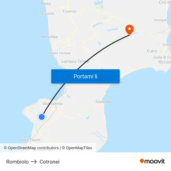 Rombiolo to Cotronei map