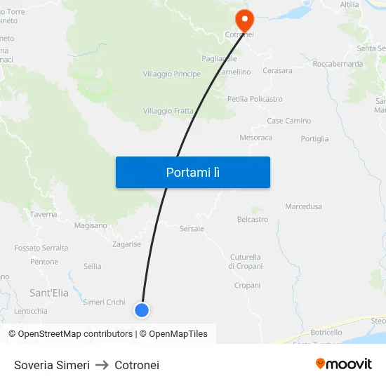 Soveria Simeri to Cotronei map