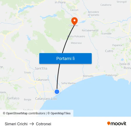 Simeri Crichi to Cotronei map
