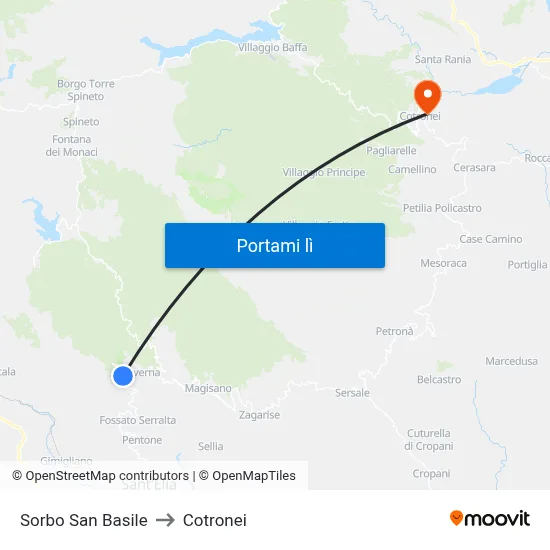 Sorbo San Basile to Cotronei map