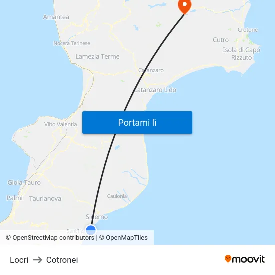 Locri to Cotronei map