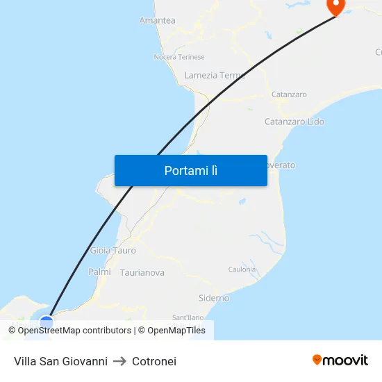 Villa San Giovanni to Cotronei map