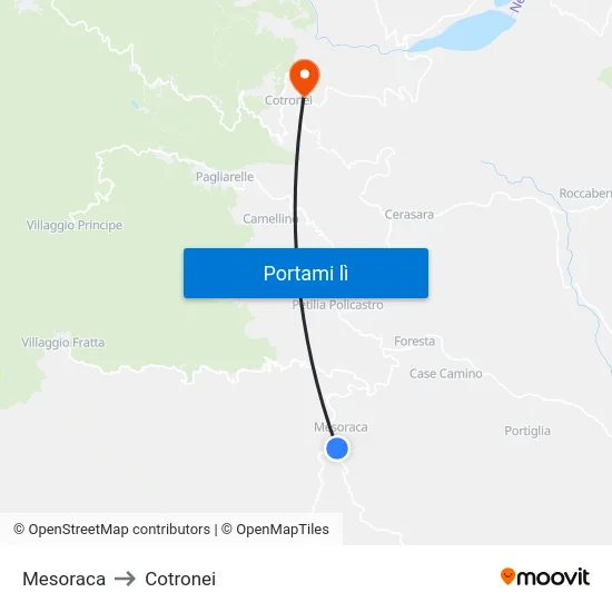 Mesoraca to Cotronei map