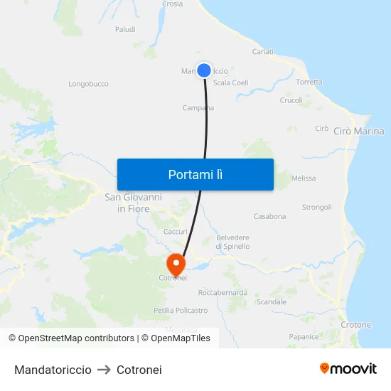 Mandatoriccio to Cotronei map