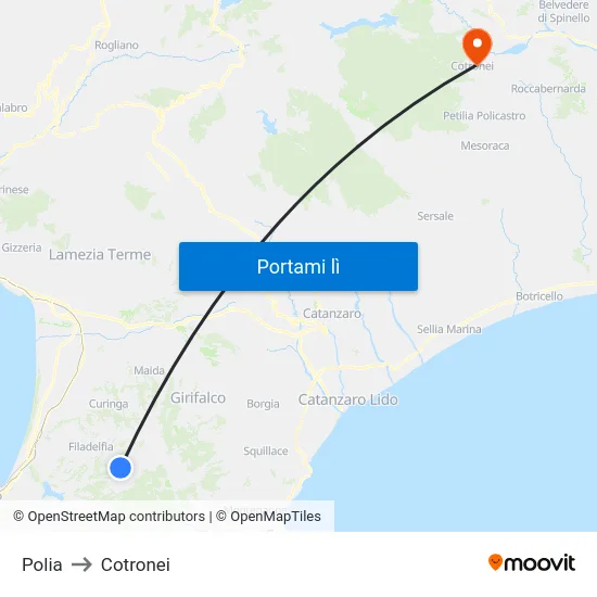 Polia to Cotronei map