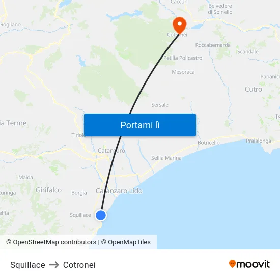 Squillace to Cotronei map