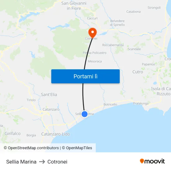 Sellia Marina to Cotronei map