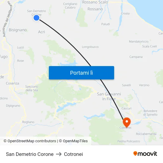 San Demetrio Corone to Cotronei map
