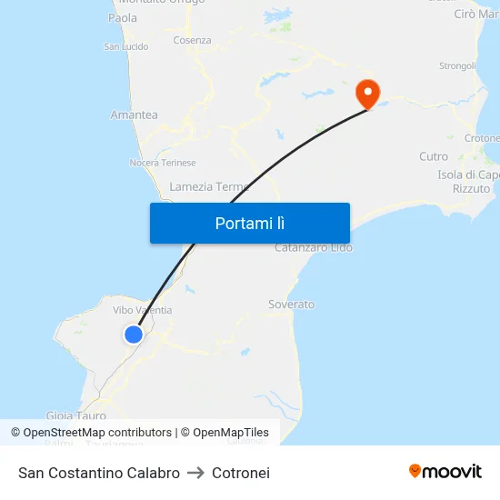 San Costantino Calabro to Cotronei map