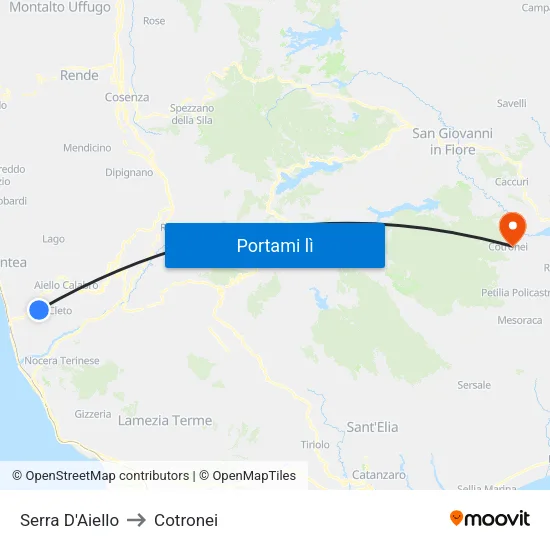 Serra D'Aiello to Cotronei map
