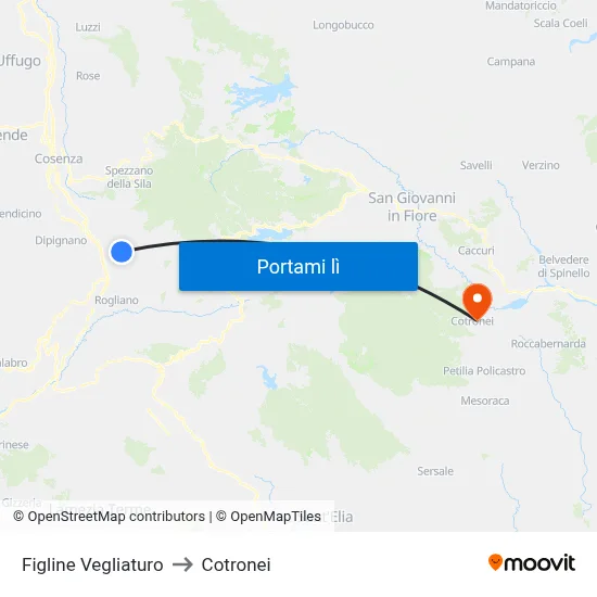 Figline Vegliaturo to Cotronei map
