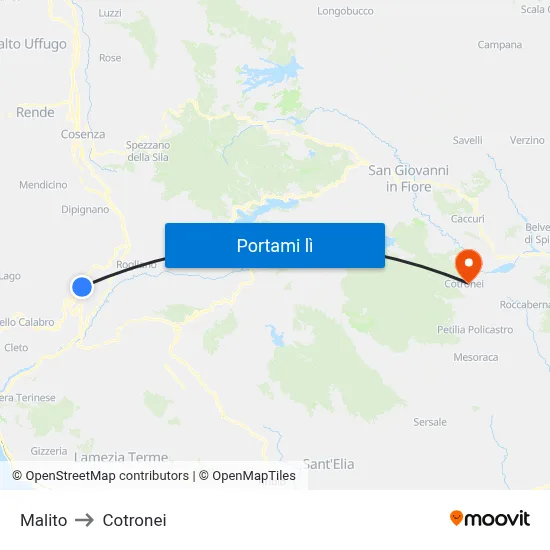 Malito to Cotronei map