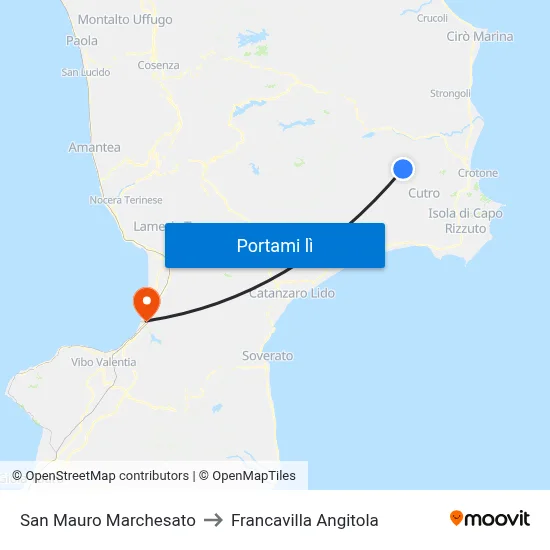 San Mauro Marchesato to Francavilla Angitola map