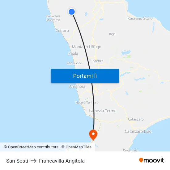 San Sosti to Francavilla Angitola map