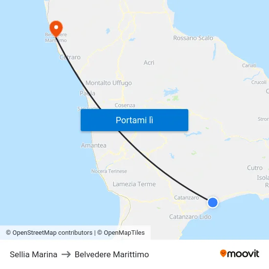 Sellia Marina to Belvedere Marittimo map
