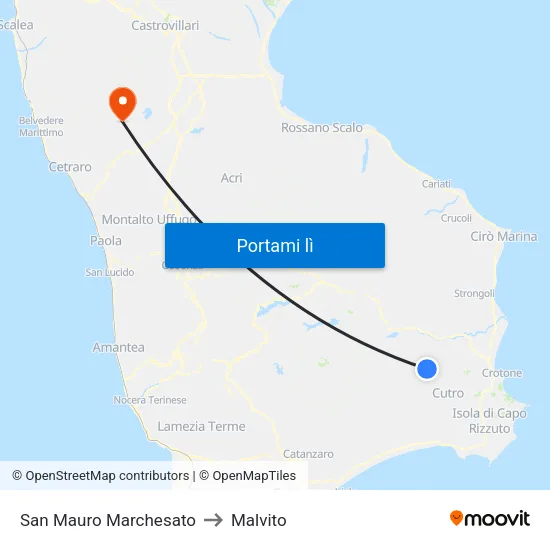 San Mauro Marchesato to Malvito map