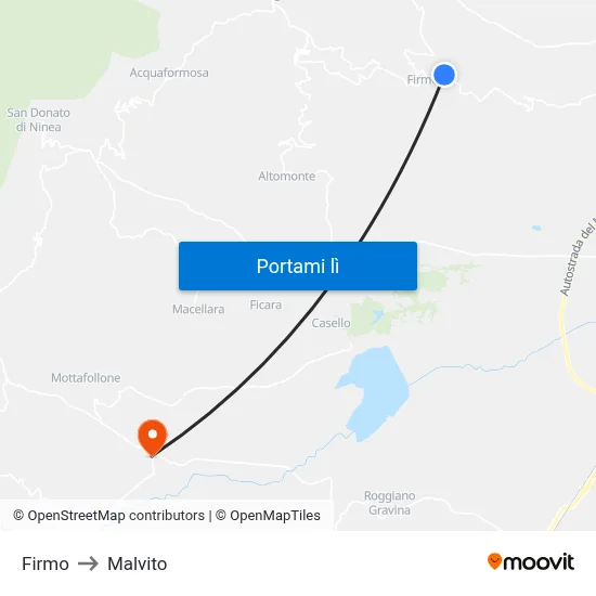 Firmo to Malvito map