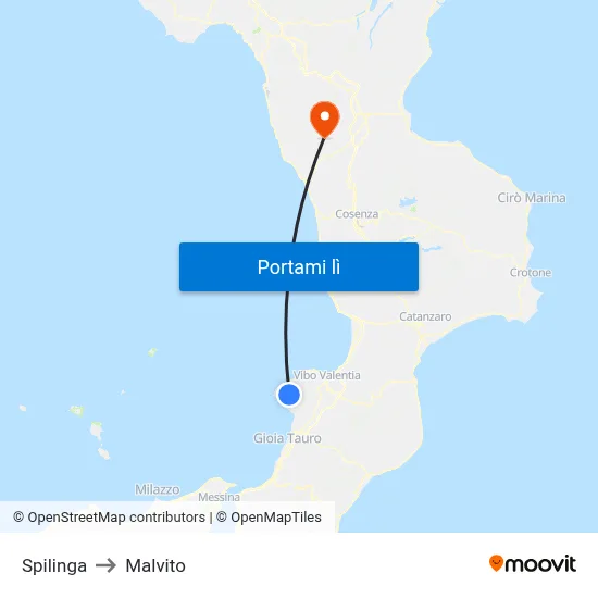 Spilinga to Malvito map