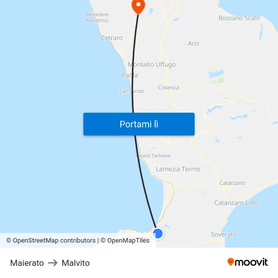 Maierato to Malvito map
