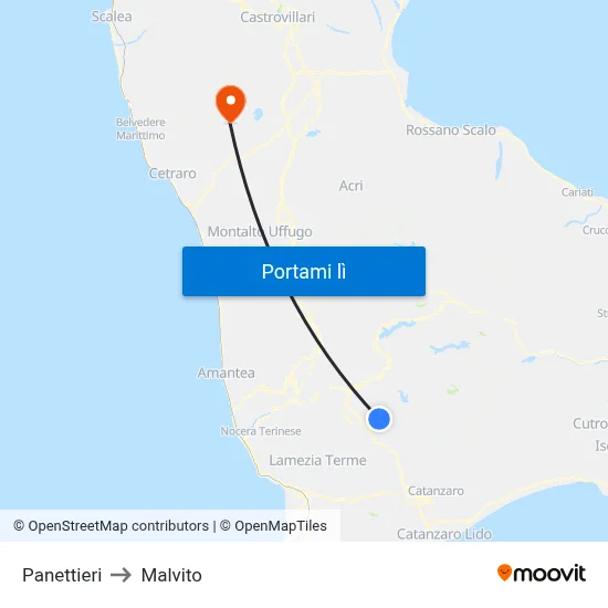 Panettieri to Malvito map