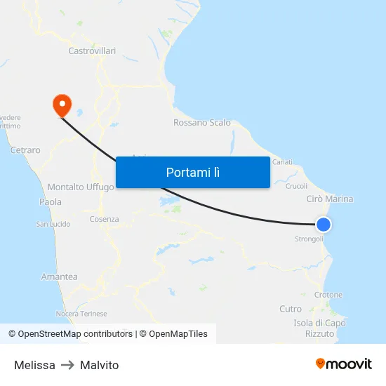 Melissa to Malvito map