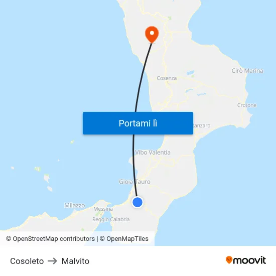 Cosoleto to Malvito map