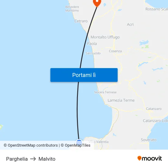 Parghelia to Malvito map