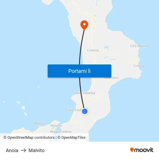Anoia to Malvito map