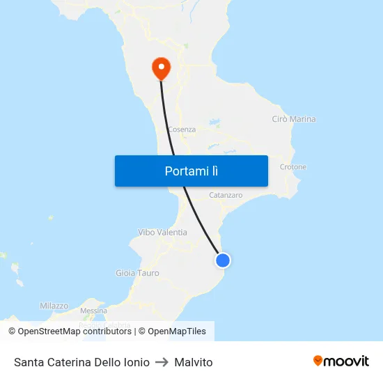 Santa Caterina Dello Ionio to Malvito map