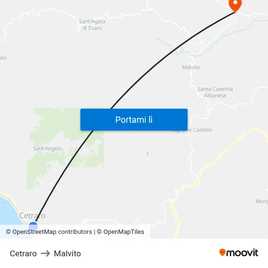 Cetraro to Malvito map