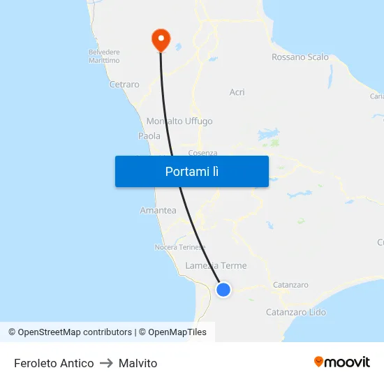 Feroleto Antico to Malvito map
