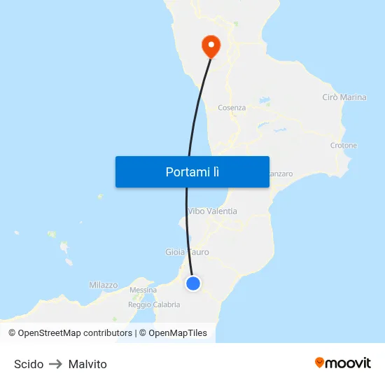 Scido to Malvito map