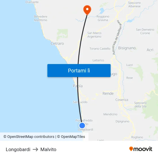 Longobardi to Malvito map