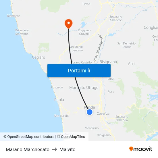 Marano Marchesato to Malvito map