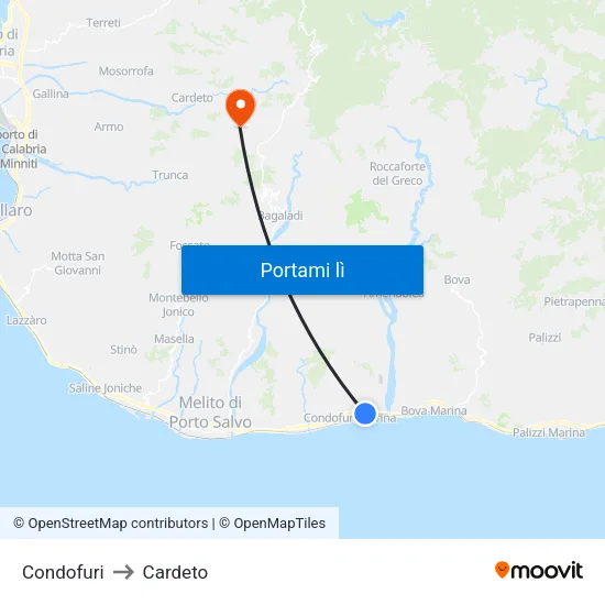 Condofuri to Cardeto map