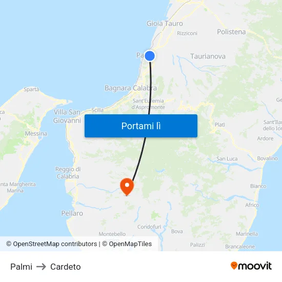 Palmi to Cardeto map