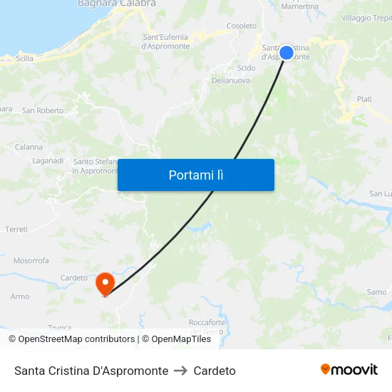 Santa Cristina D'Aspromonte to Cardeto map