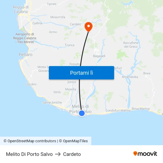 Melito Di Porto Salvo to Cardeto map