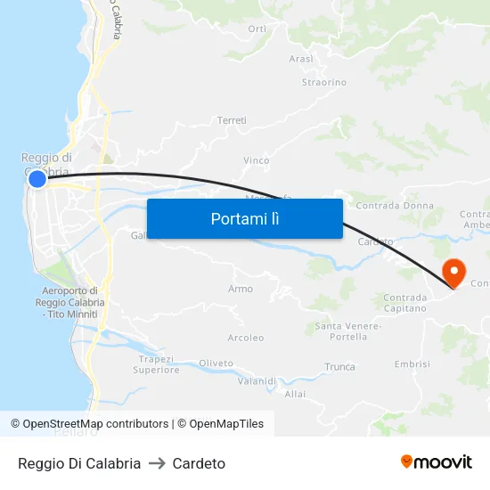 Reggio Di Calabria to Cardeto map