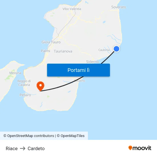 Riace to Cardeto map