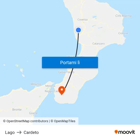 Lago to Cardeto map